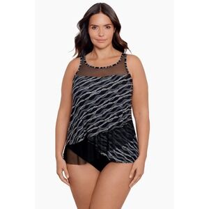 Miraclesuit Women's Plus Size Linked In Mirage Tankini Swim Top Sz US 18W 18 NEW